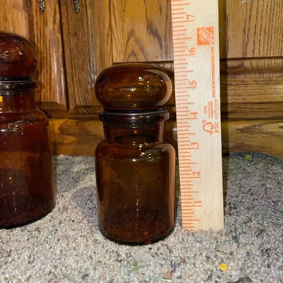 Vintage Apothecary Amber Jar Set